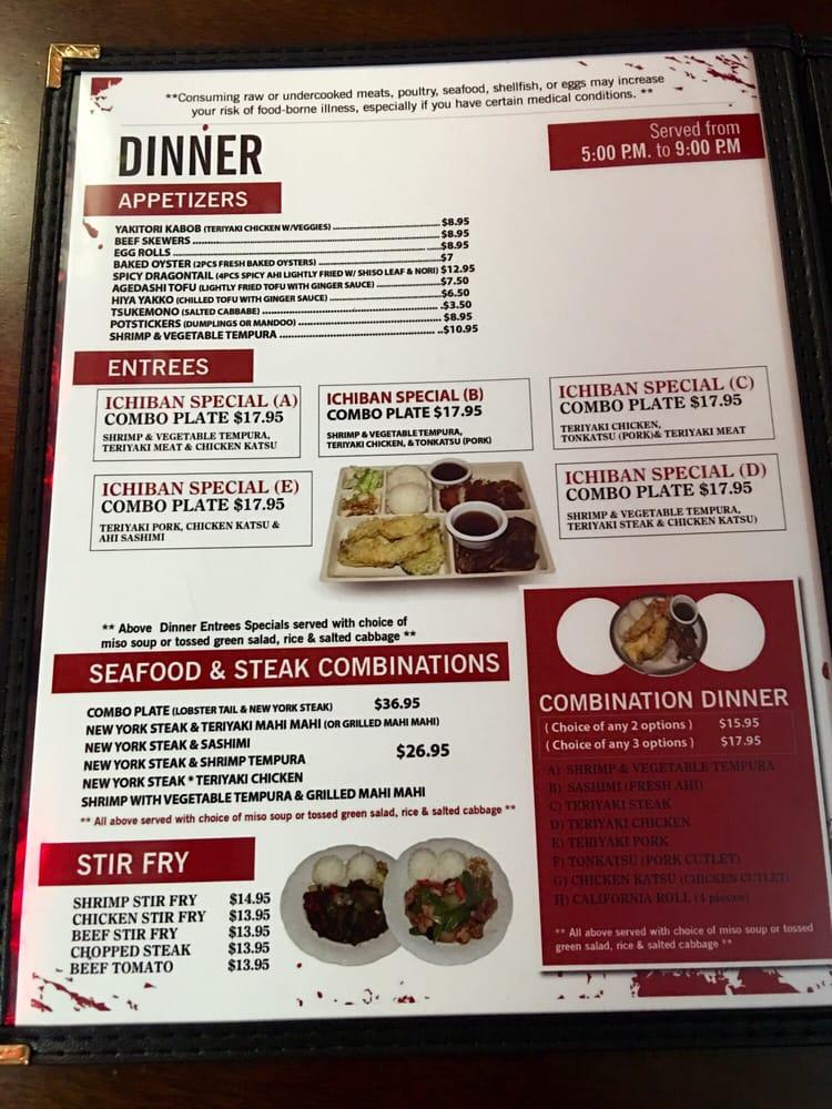Menu at Ichiban Restaurant & Sushi, Kahului