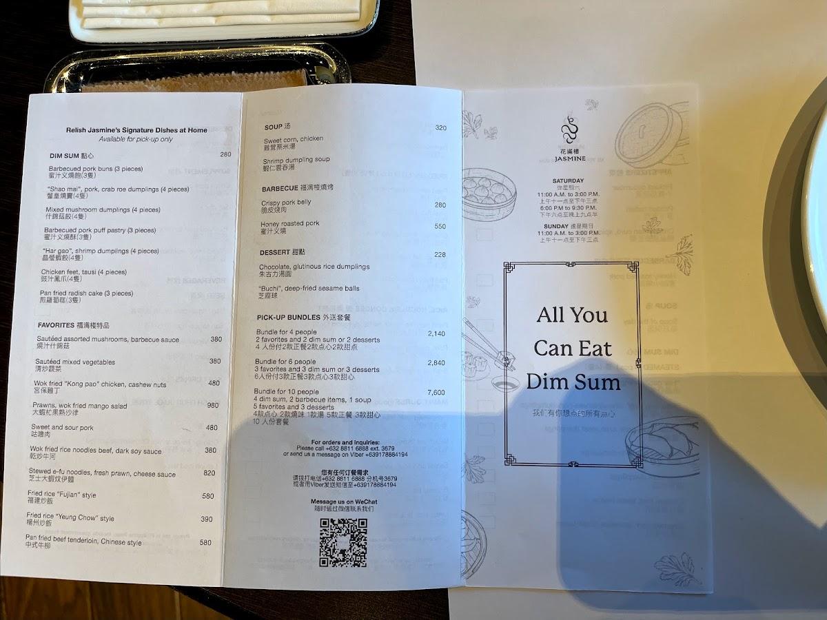 Menu at Jasmine Restaurant, Makati, Esperanza Street