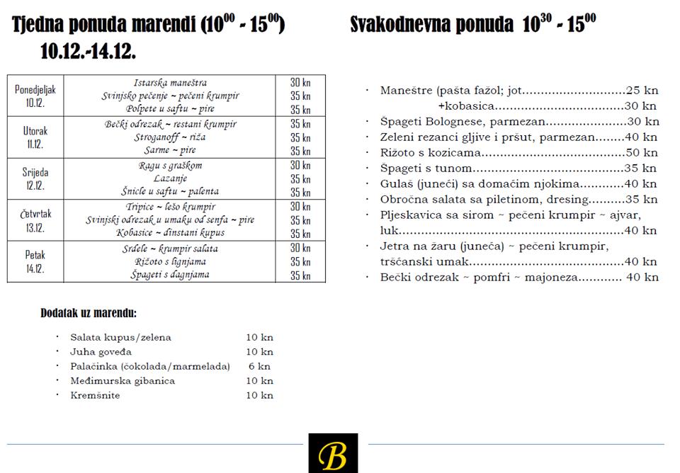 Menu di Baćo 