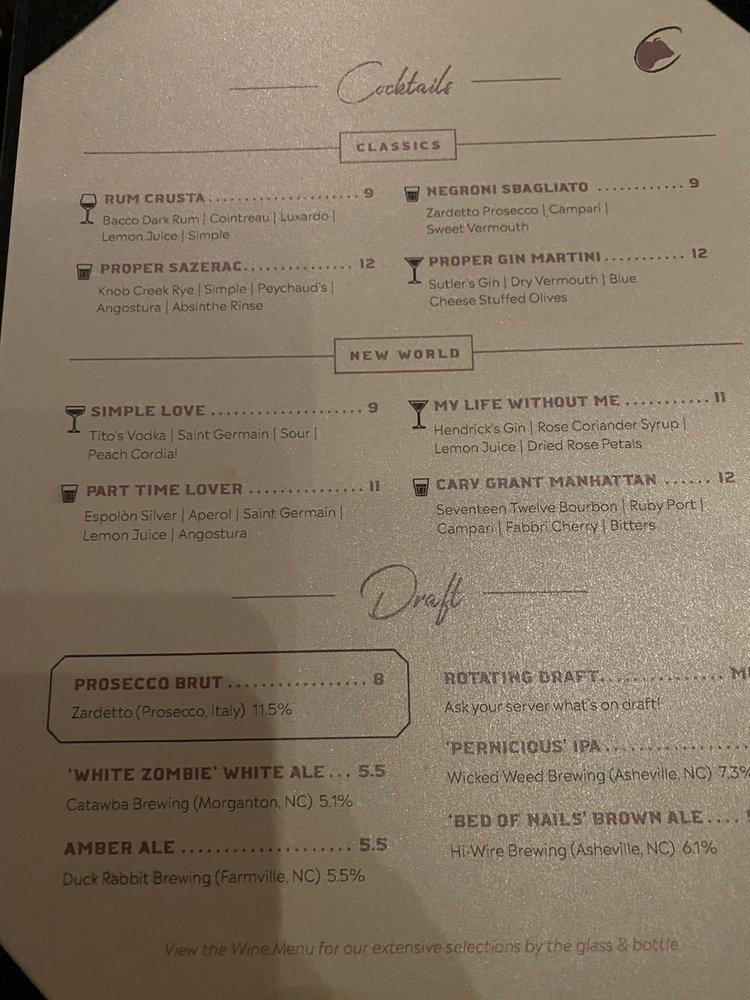 Carta de Charolais Steakhouse, Hickory