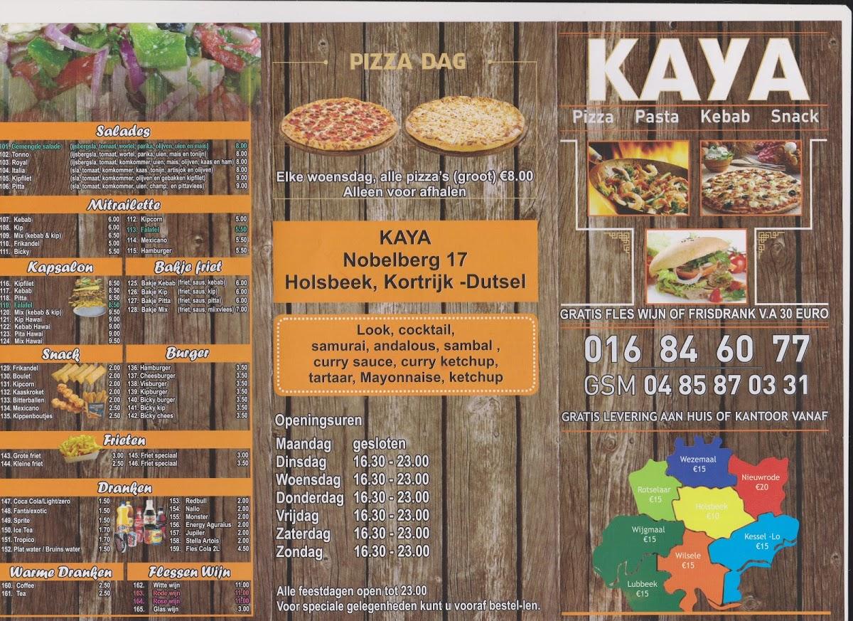 Menu At Kaya Pizza Kebab Holsbeek