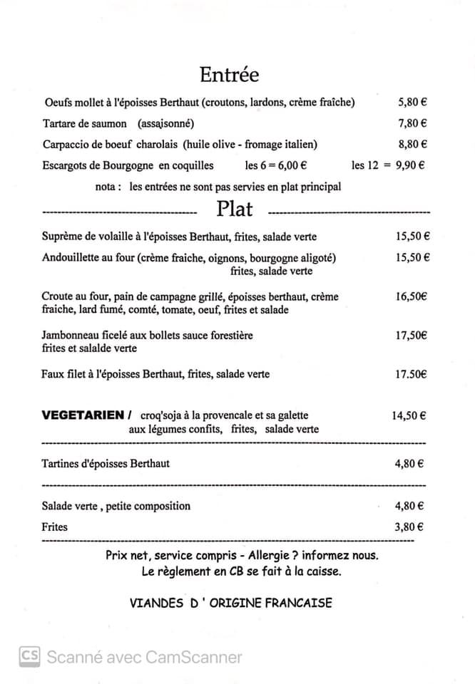 Menu Au La Petite Taverne Restaurant Beaune