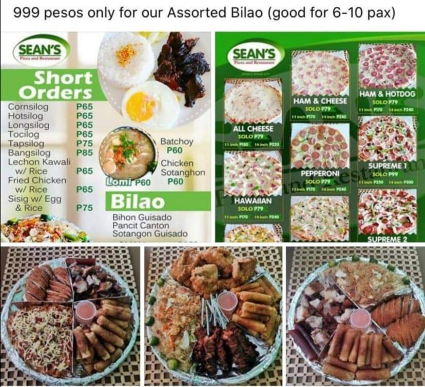 Menu at Sean's Pizza and Restaurant Roxas City, Roxas City