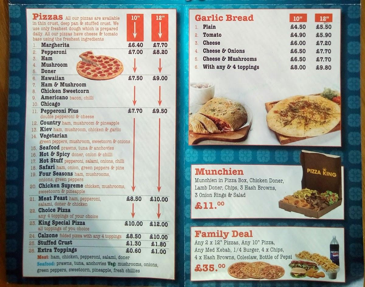 Menu at Pizza King pizzeria, Mablethorpe, 2 Victoria Rd