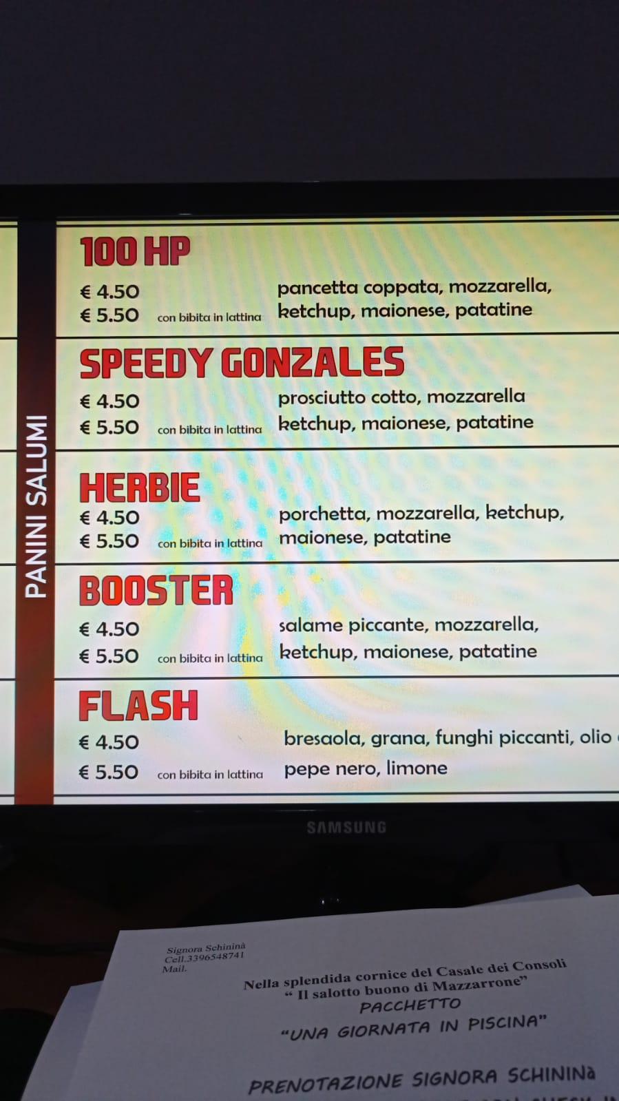 Menu di Speedy burger 