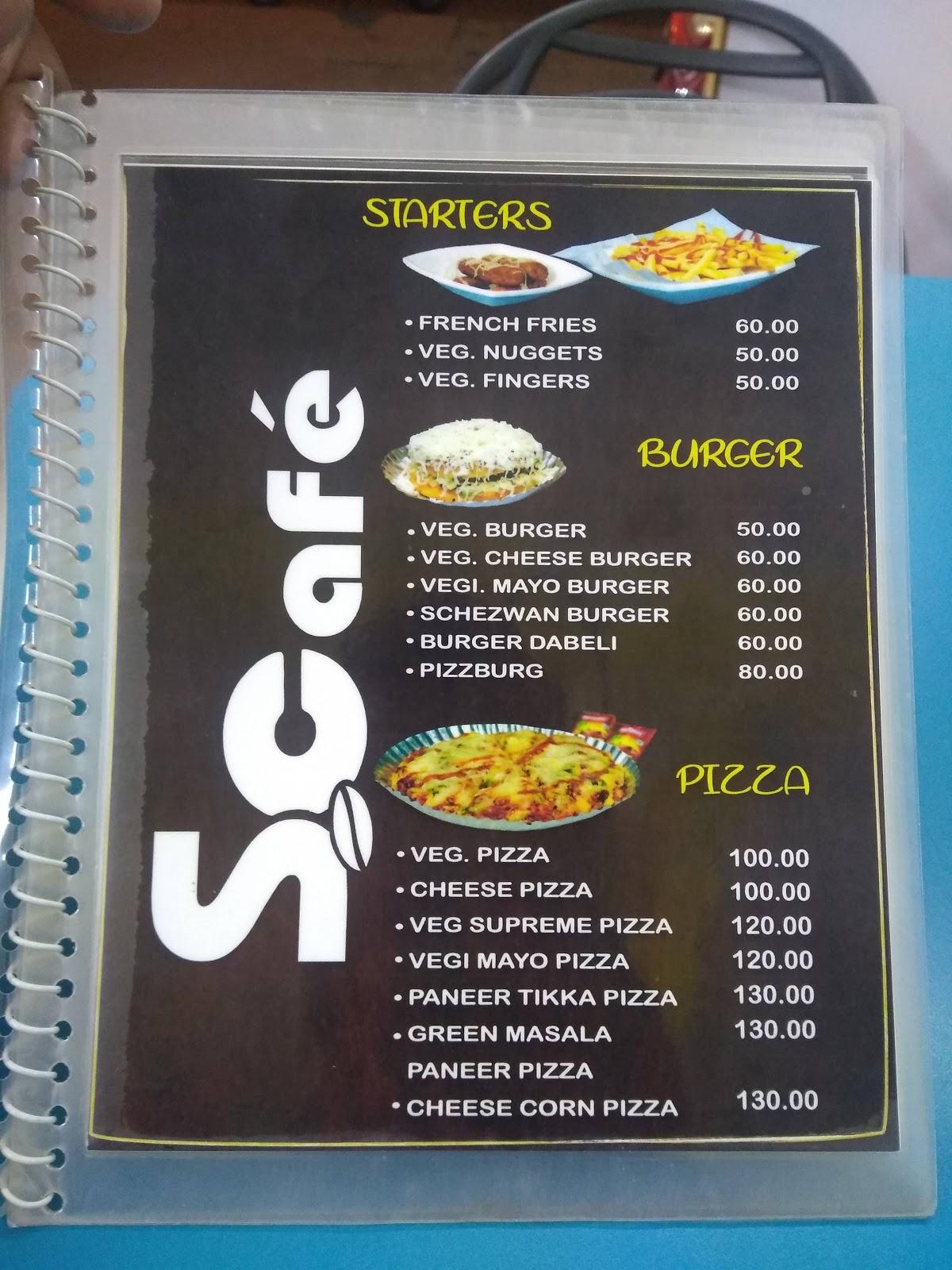 Menu at S'Cafe, Ratnagiri