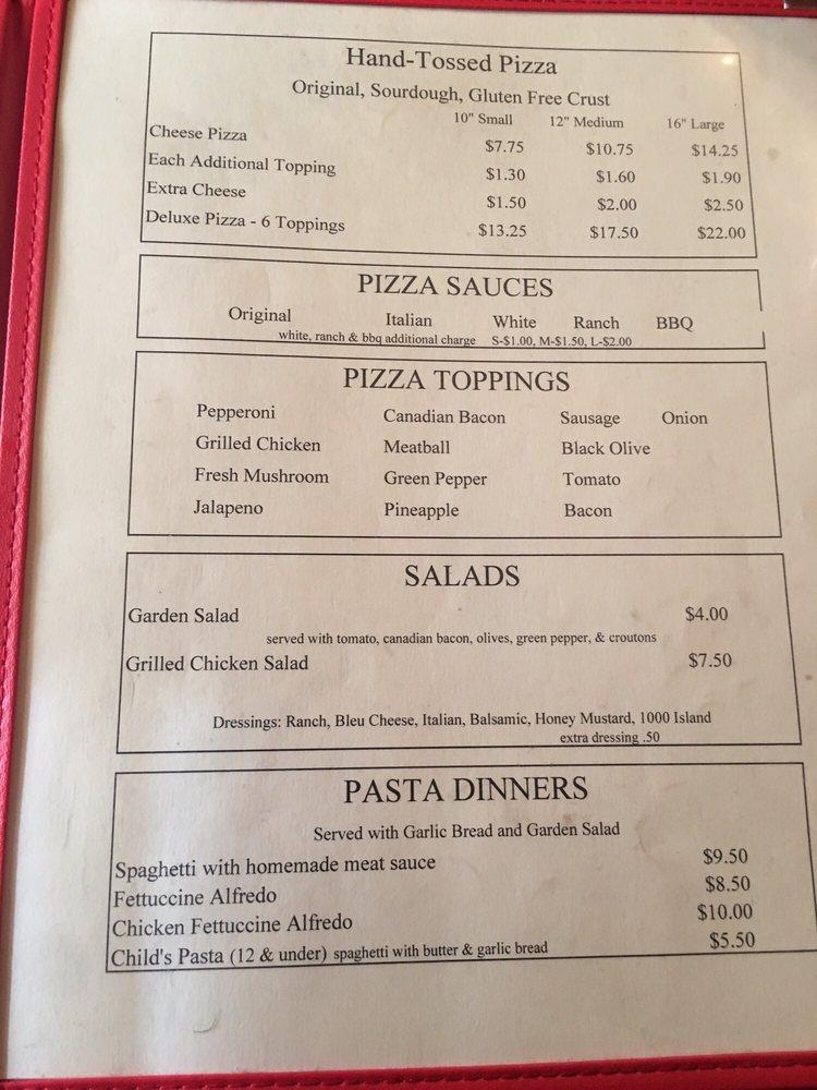 Menu at Pizza Barn, Parowan