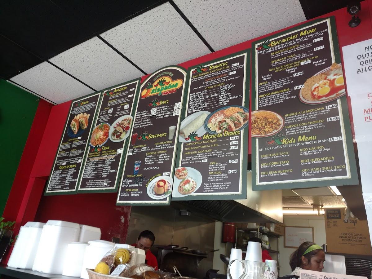 Menu at Jalapeños Taqueria restaurant, Keller