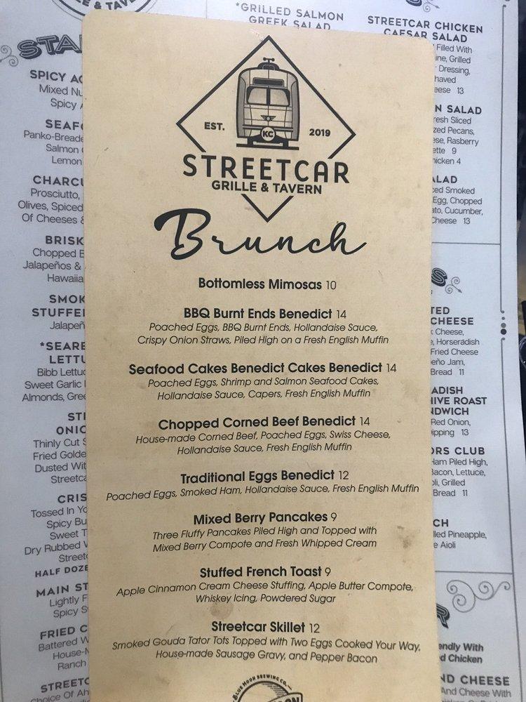 Carta del pub y bar Streetcar Grille & Tavern, Kansas City