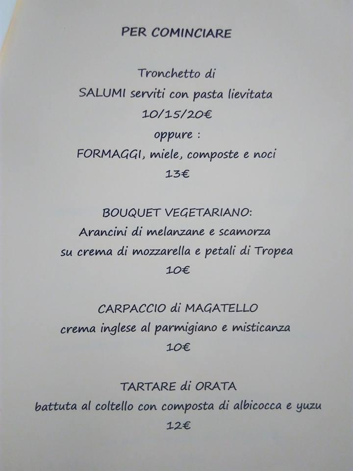 Menu di Posteria Vappiani 