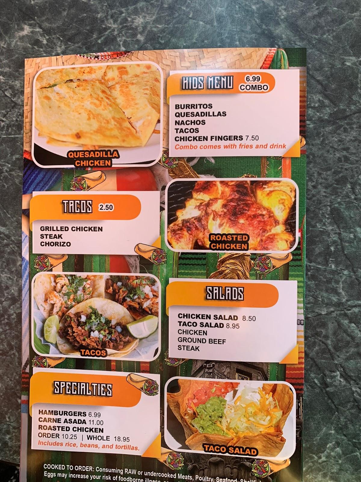 Menu at Burrito Wings Mexican Grill restaurant, Fort Oglethorpe