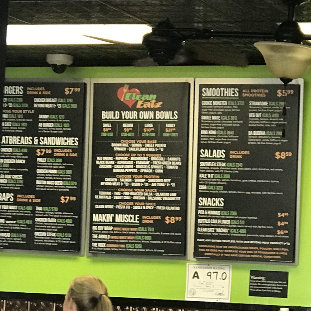 Menu at Clean Eatz restaurant, Goldsboro, E Ash St