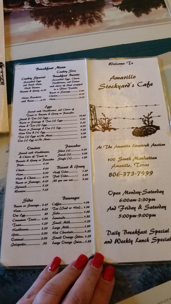 Carta de Stockyard Cafe, Amarillo