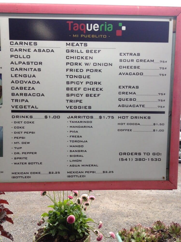 Menu At Taqueria Mi Pueblito Restaurant The Dalles Chenowith Loop Rd