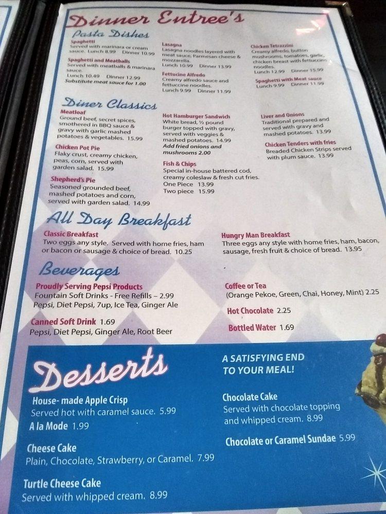 Menu at Scotty's Corner Diner restaurant, Ottawa