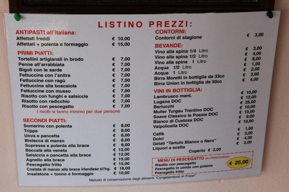 Menu di L' Osteria cucineria veneta 