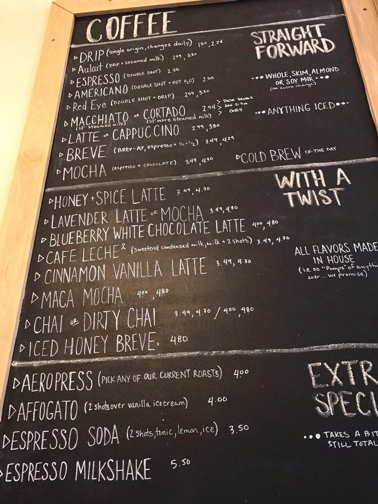 Menu at Sefton Coffee Company cafe, Richmond
