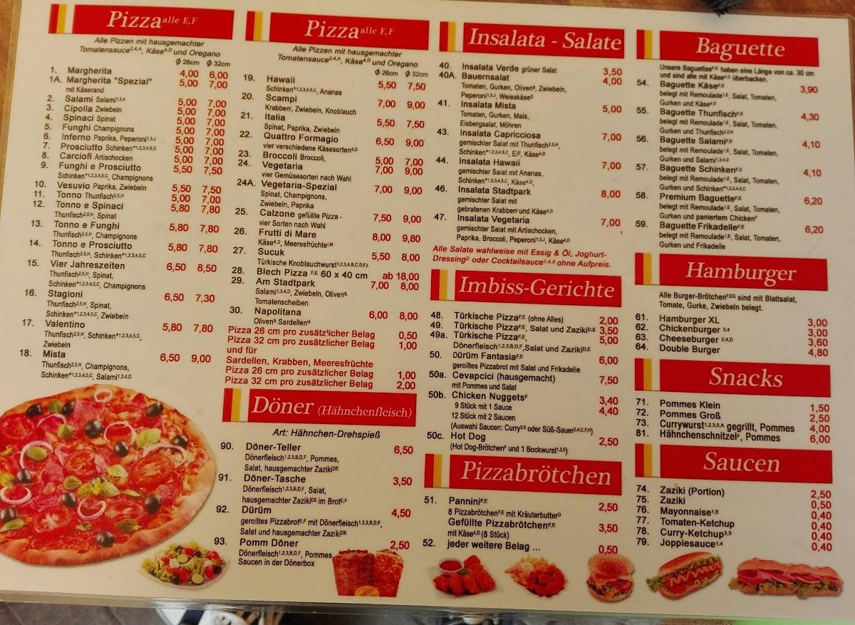 Speisekarte Von Pizza Cafe - Pavillon Am Stadtpark, Leichlingen (Rheinland)