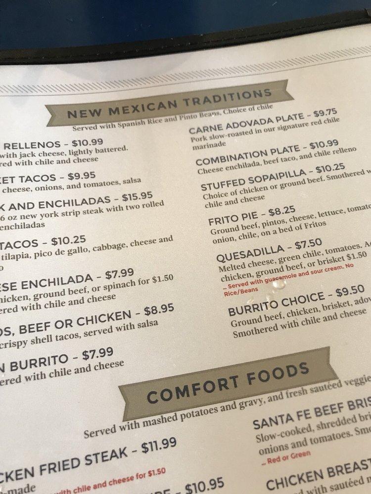 Menu at The Pantry restaurant, Santa Fe