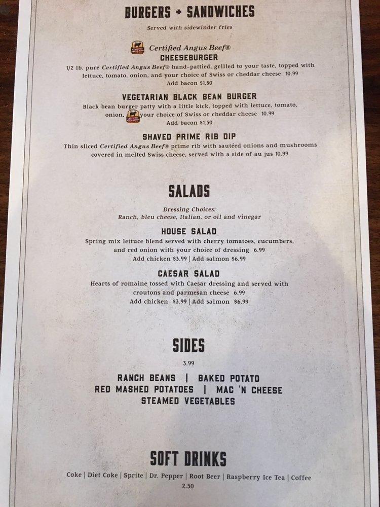 Menu at Cowboys Chophouse steakhouse, Emmett