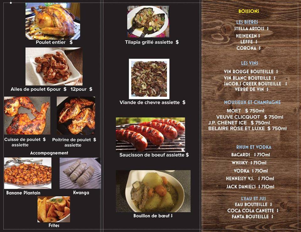 Menu de Grillade Okapi