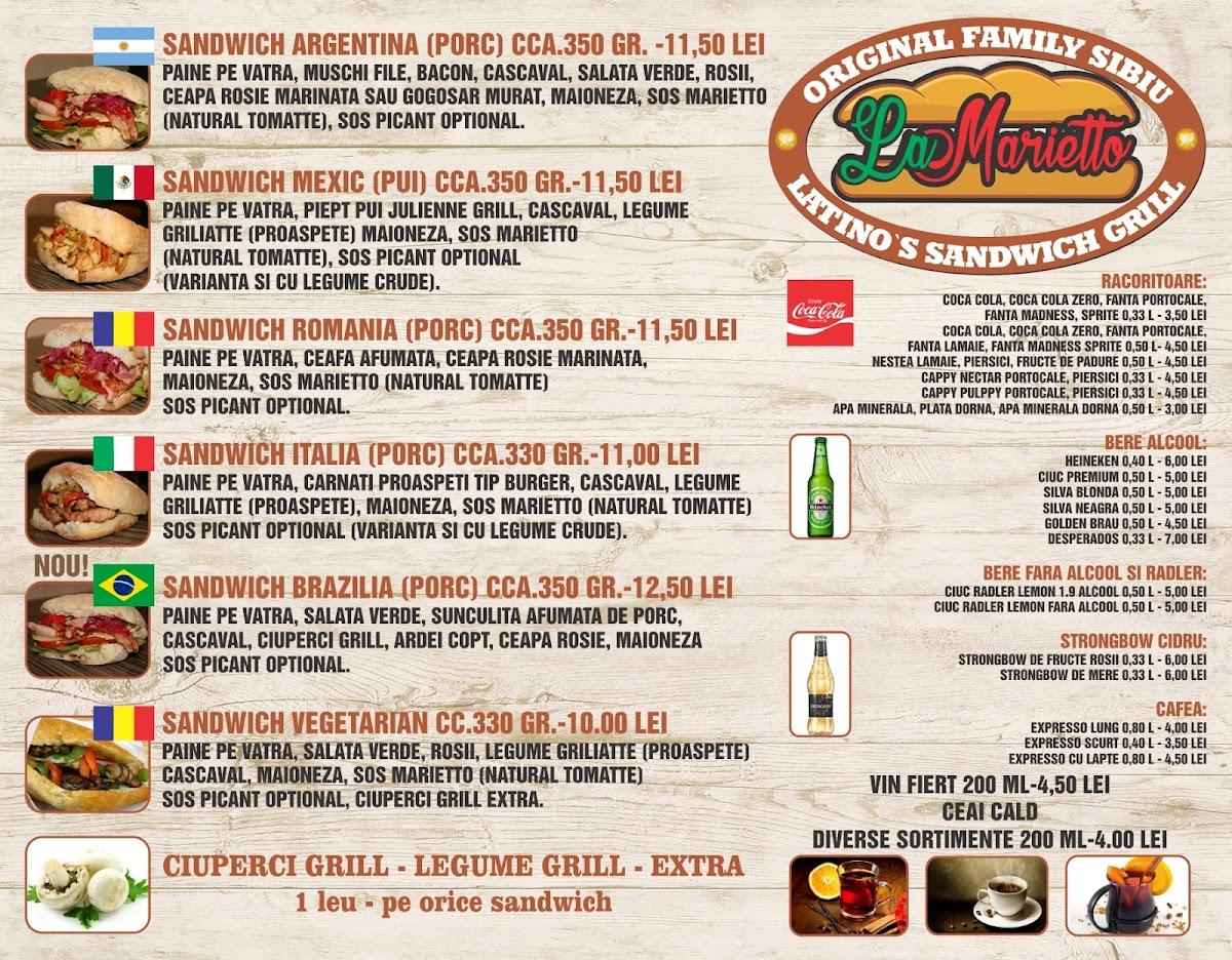 Menu at Marietto, Sibiu, Piata Habermann