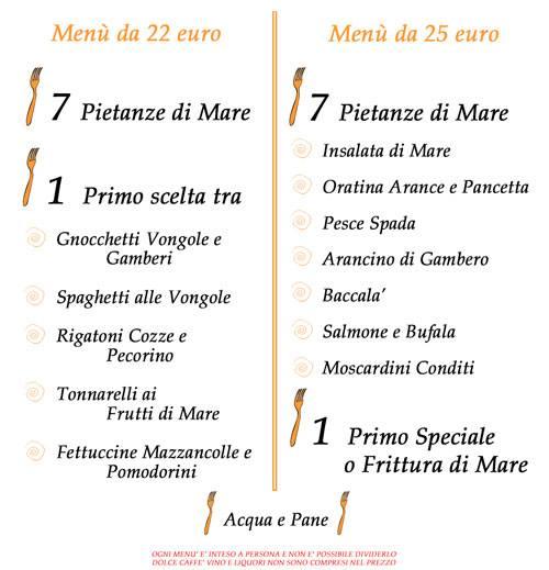 Menu at La Scorpacciata restaurant, Fiumicino