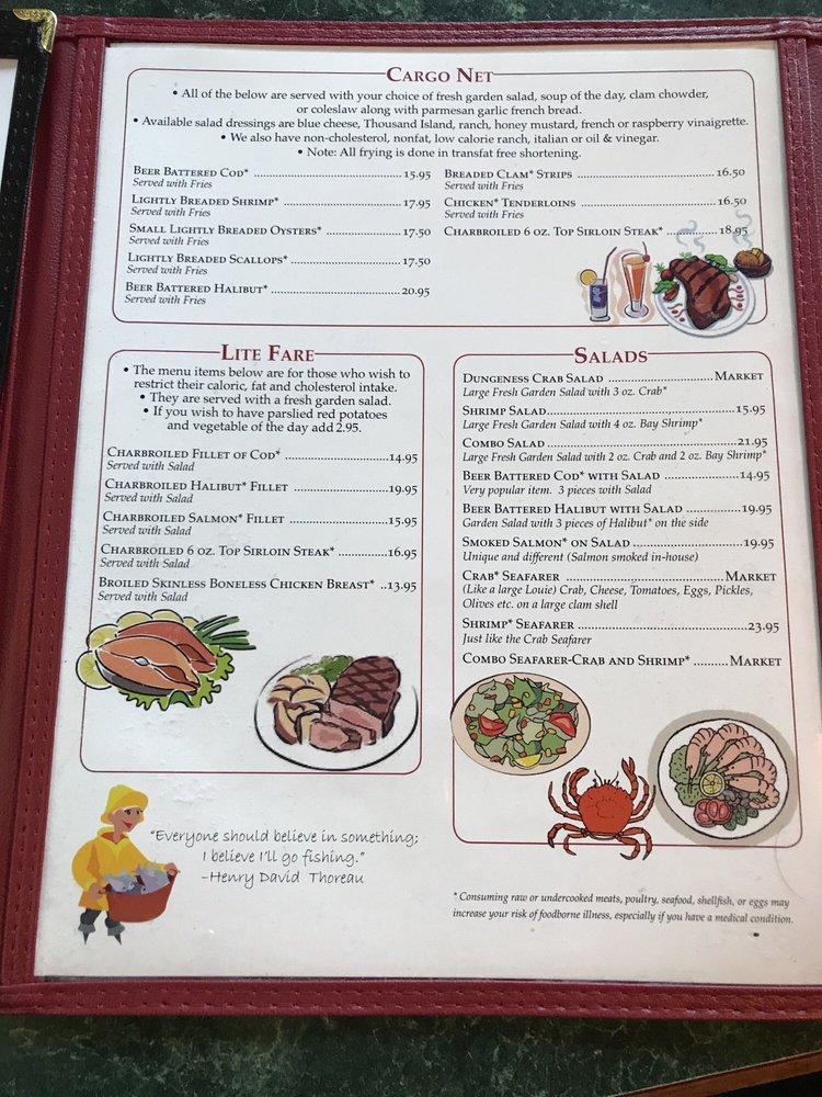 Menu At Dory Cove Restaurant, Lincoln City, Us-101