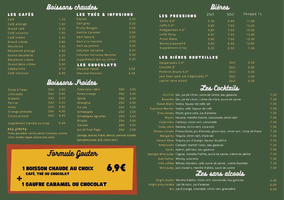 Menu at Les Brocanteurs, La Rochelle