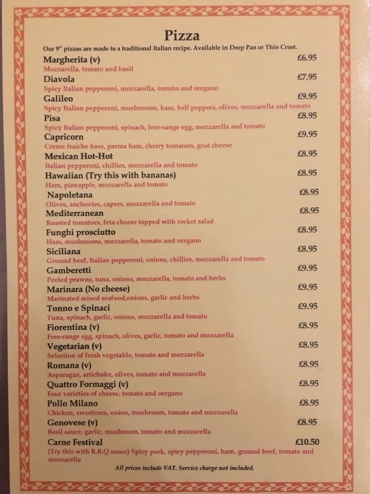 Menu at Galileo Restaurant, Hove