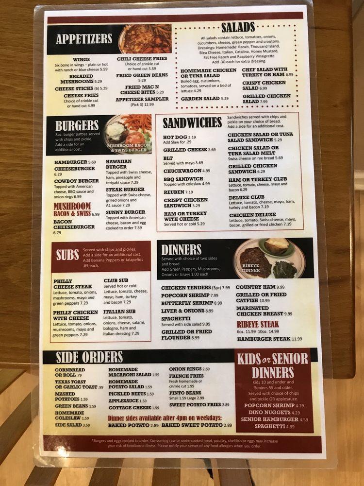 Menu at Ruth's Place restaurant, Rocky Mount