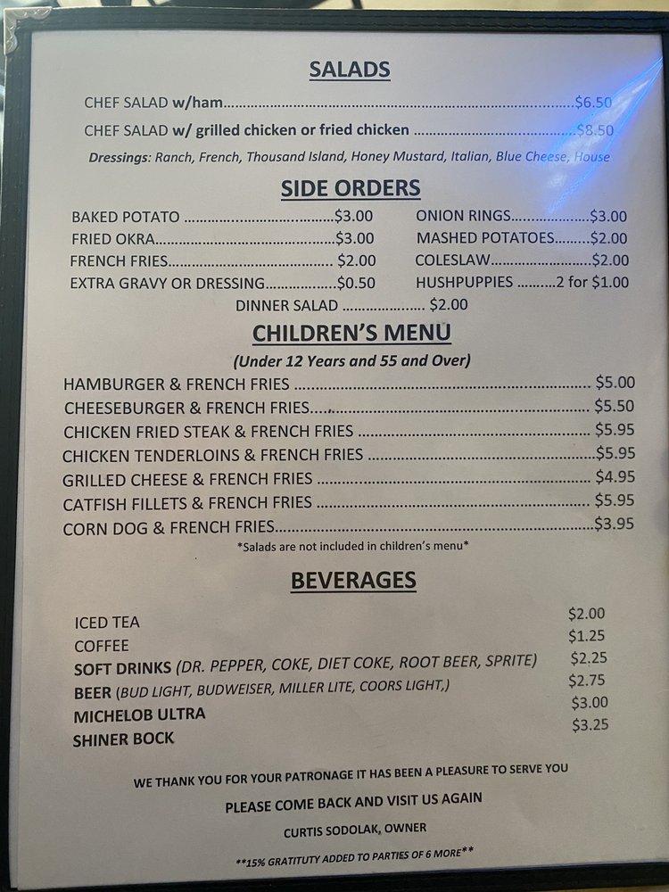 Menu at Sodolak's Original Country Inn restaurant, Snook, FM 60