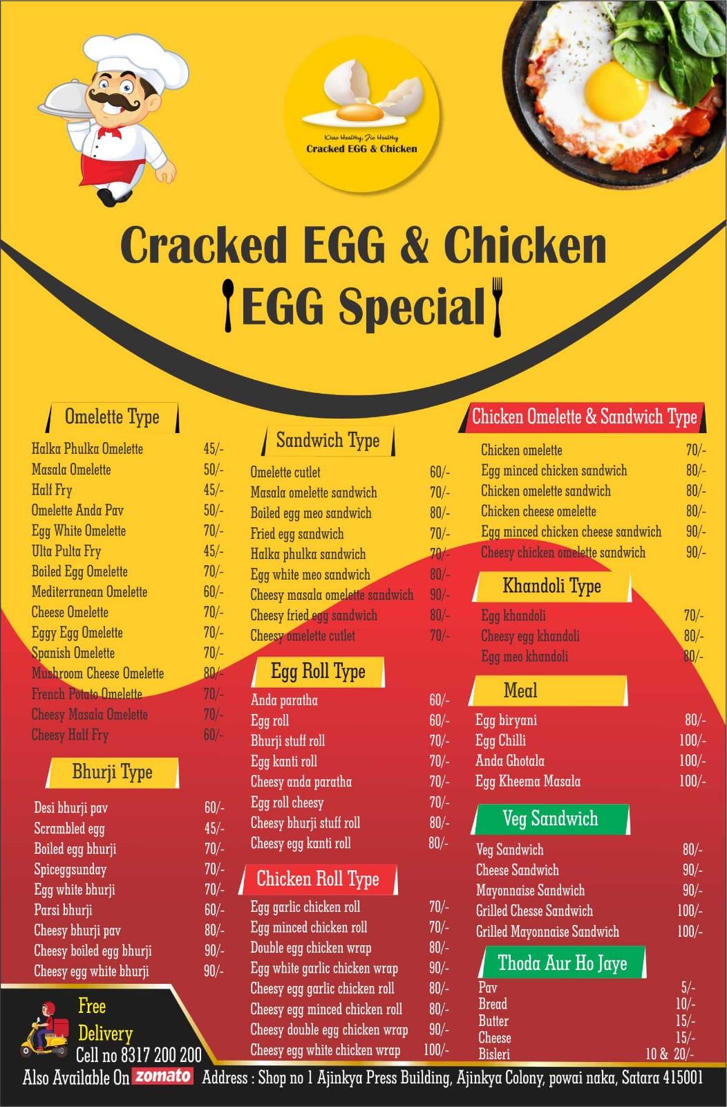 Cracked egg and chicken menu