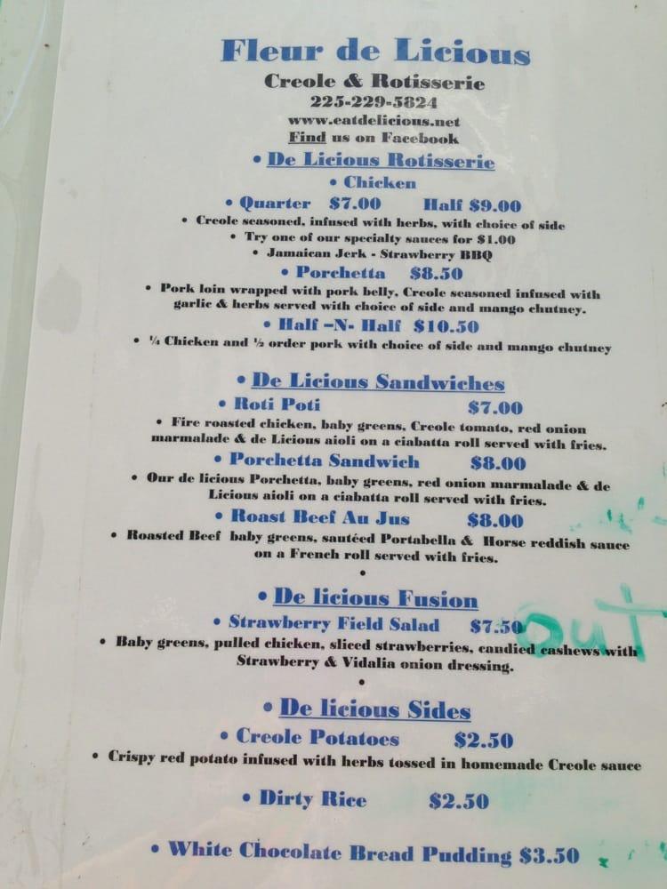 Menu at Fleur De Licious, Baton Rouge, 432-496 North St