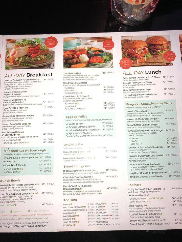 Menu at The Coffee Club Café Meadowbrook, Loganlea