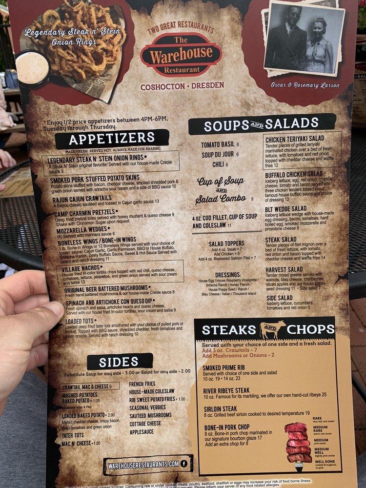 Menu at Warehouse Restaurants, Coshocton