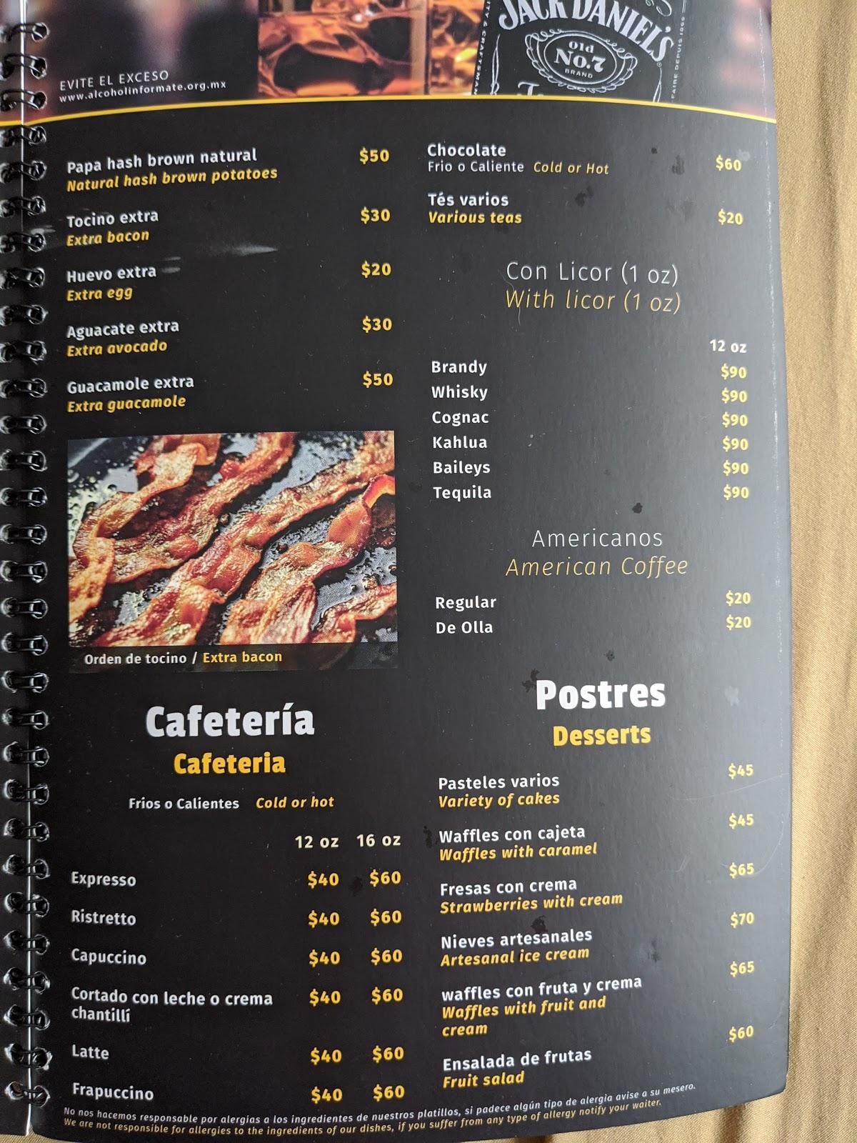 Menu at Azul Restaurante, Tijuana
