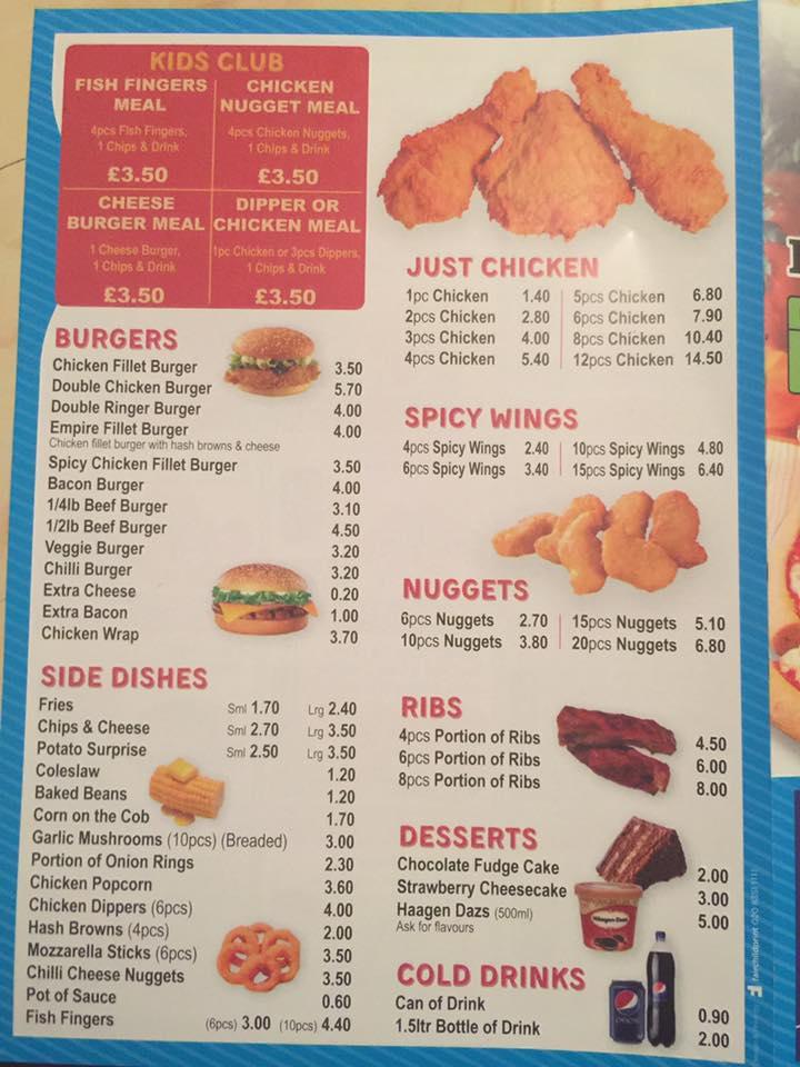 Menu at Golden Fried Chicken & Pizza fast food, Stowmarket