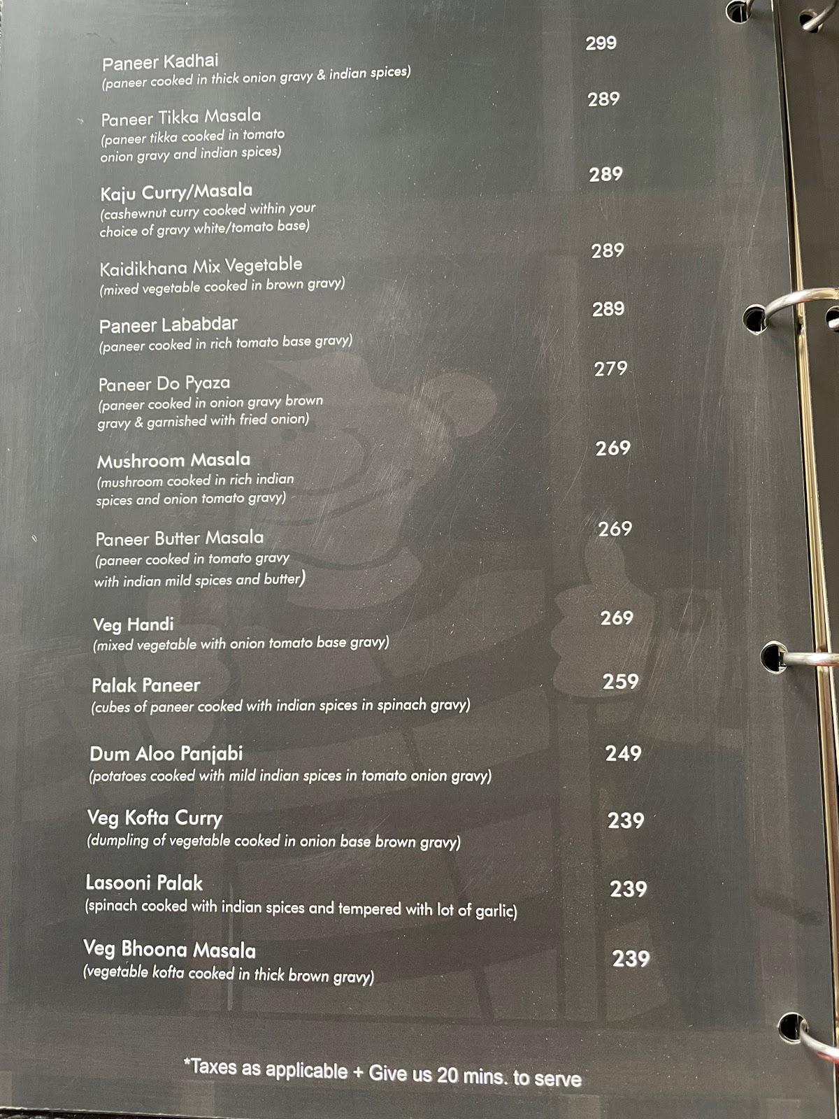 Kaidikhana - A Jail Themed Family Restaurant menu