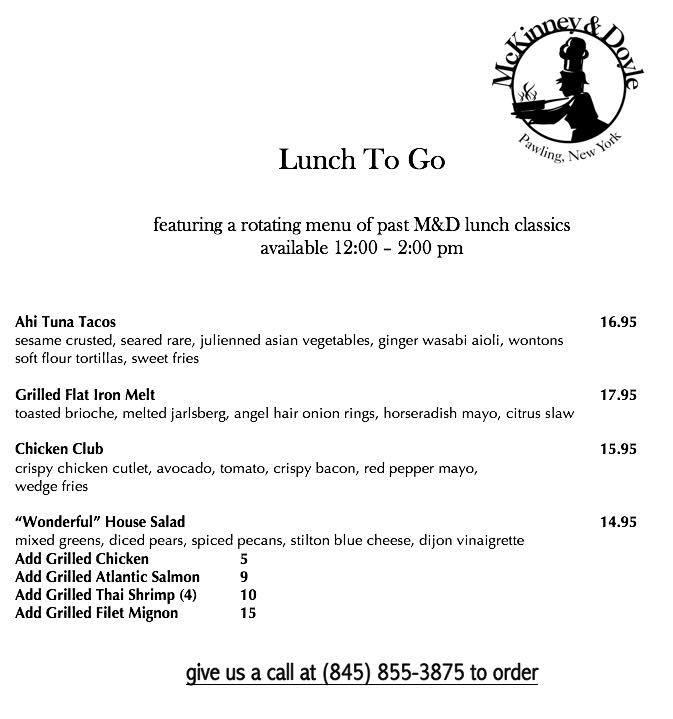 Menu at McKinney & Doyle Corner Bakery & Fine Foods Cafe, Pawling
