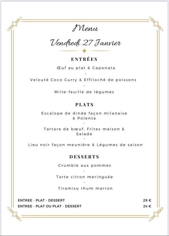 Menu de Le Modjo