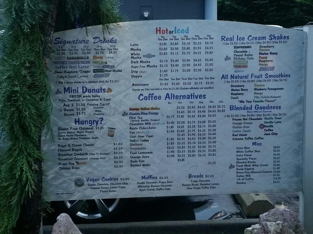 Menu at Kelly Latte's restaurant, Kent