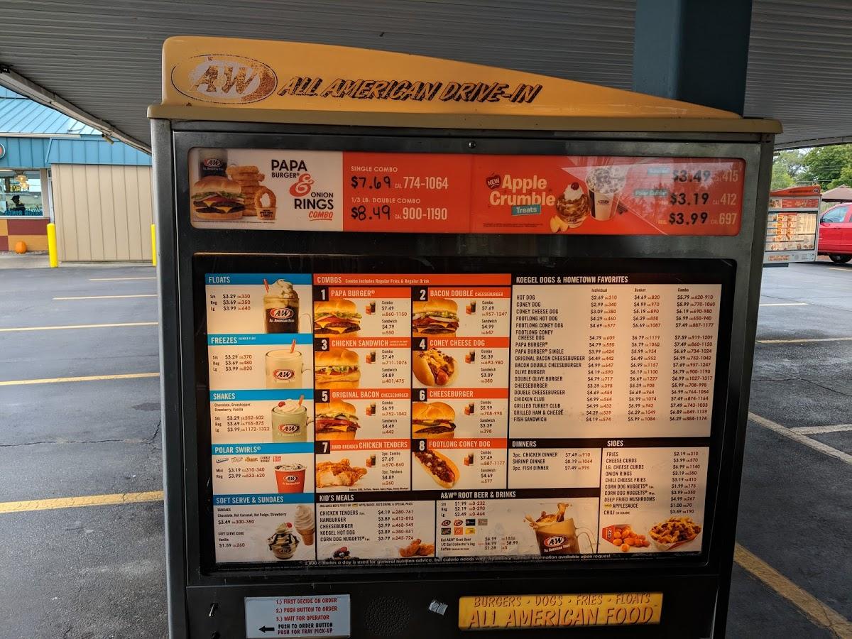 Menu at A & W All-American Food fast food, Standish