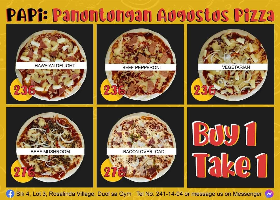 Menu at PAPi Panuntungan Augustus Pizza pizzeria, Davao City