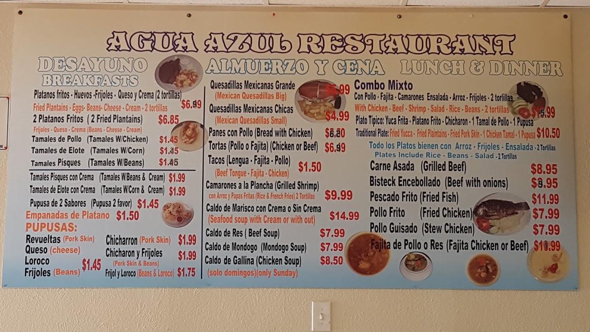 Menu at Agua Azul Restaurant, Irving