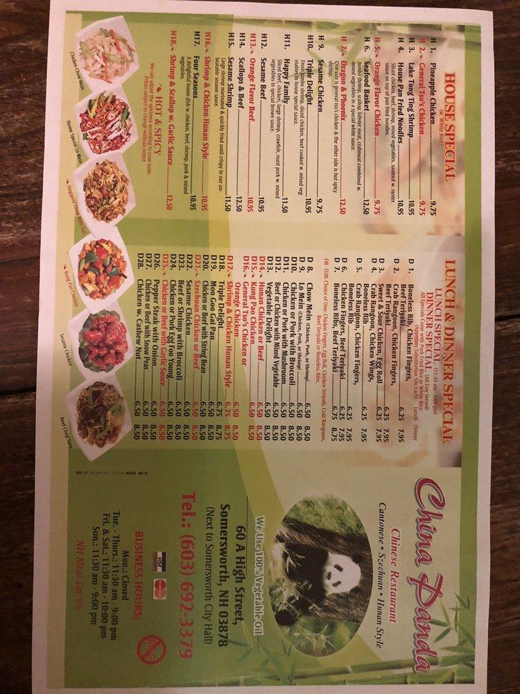 panda chinese food menu