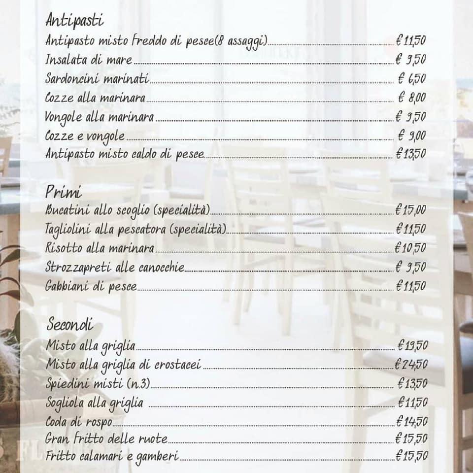 Speisekarte von Le Ruote sul Mare Ristorante (ci rivediamo in primavera