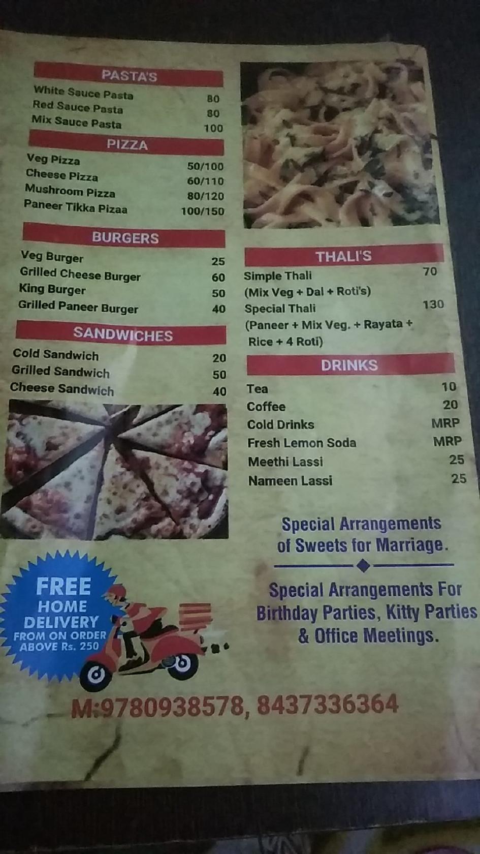 Menu at Sagar Sweets & Restaurant, Panchkula