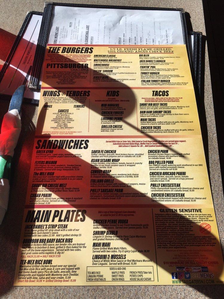 Menu at Tailgaters Sports Bar & Grille, Galloway, 337 W White Horse Pike