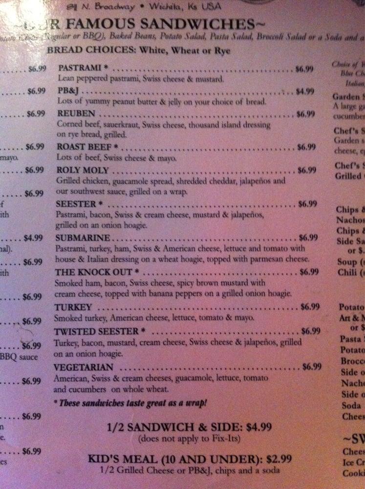 Menu at Artichoke Sandwichbar, Wichita